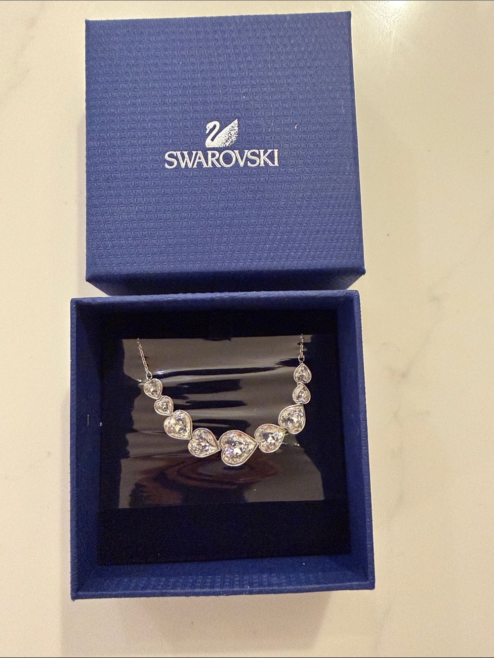 Swarovski Silver Clear Crystal Graduated Teardrop Necklace